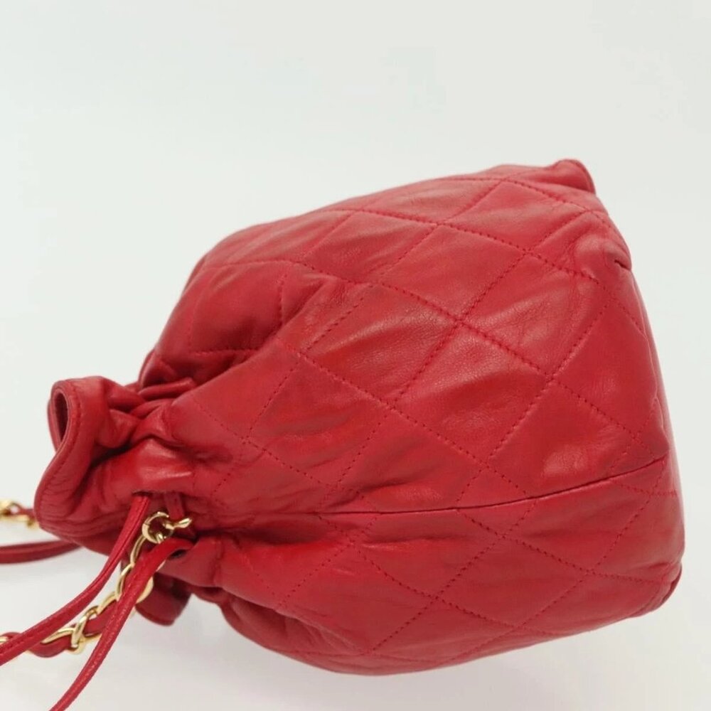 CHANEL Matelasse Chain Shoulder Bag Leather Red Gold CC Auth 142310 - Picture 6 of 16